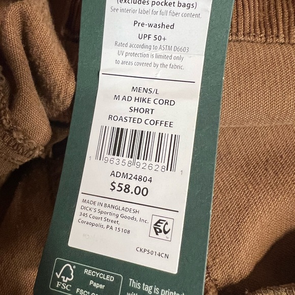 Men's Alpine Design Roasted Coffee Casual Hiking‎ Shorts - Picture 6 of 6